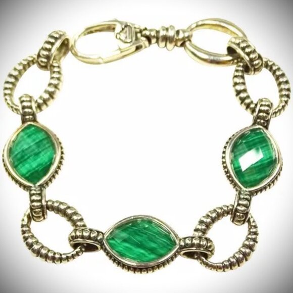 LAGOS Venus Sterling Silver Malachite Faceted Doublet Statioins Bracelet - Picture 2 of 8
